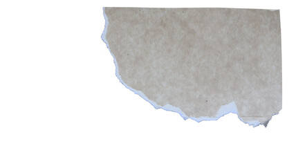 A corner cutout of torn smooth gray paper, an empty plate with copy space. Transparent cutout in PNG format.