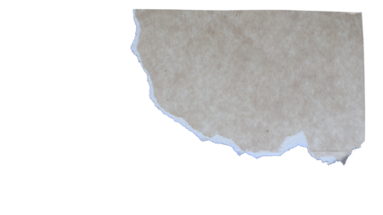 A corner cutout of torn smooth gray paper, an empty plate with copy space. Transparent cutout in PNG format.