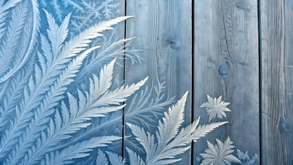Frosted ice patterns on weathered blue wooden planks full hd 4k stock image download frozen winter