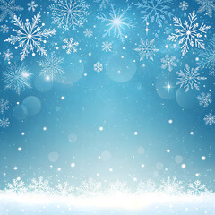Icy blue winter full hd 4k stock image download background with falling snowflakes and bokeh lights