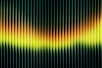 Abstract yellow vertical lines background with glowing gold gradient wave, dark green stripes texture and modern rhythmic light effect for digital wallpaper