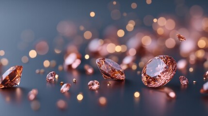 A close up of a bunch of pink diamonds on a black background