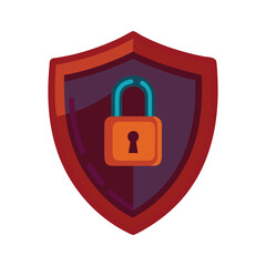 Security shield with padlock a symbol of protection and privacy, ensuring data safety and confidentiality