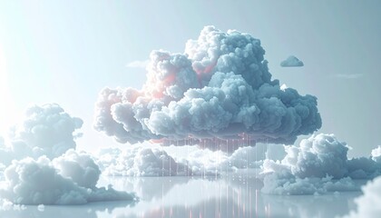 Bright blue sky cloud computing technology with an abstract light background