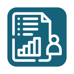 Data analysis report icon with user isolated on transparent background