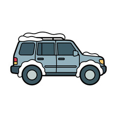 Obraz premium Realistic Winter SUV Flat Vector Illustration