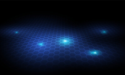 Blue futuristic background with abstract geometric hexagon shapes. Suitable for business, corporate, banner and backdrop.