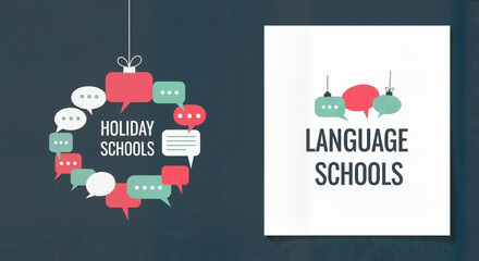 Graphic design of holiday schools and language schools concept  