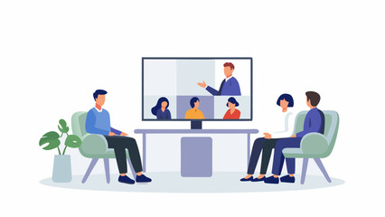 Diverse team collaborates remotely on a video conference call connecting colleagues across different locations for a virtual meeting