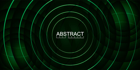 Abstract Dark Green Background with Concentric Light Green Circles.