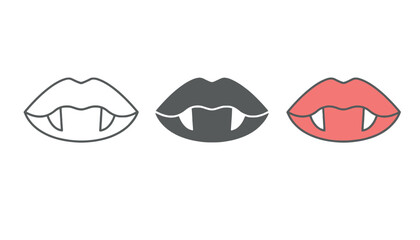 Stylized vampire lips with fangs in three distinct design variations