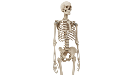 Isolated human skeletal system anatomical representation, bones and skeletal structure