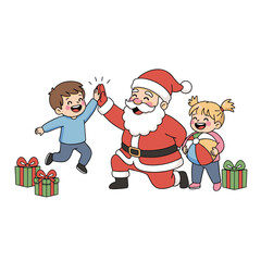 Santa Claus High-Fiving Children &ndash; Fun Christmas Interaction