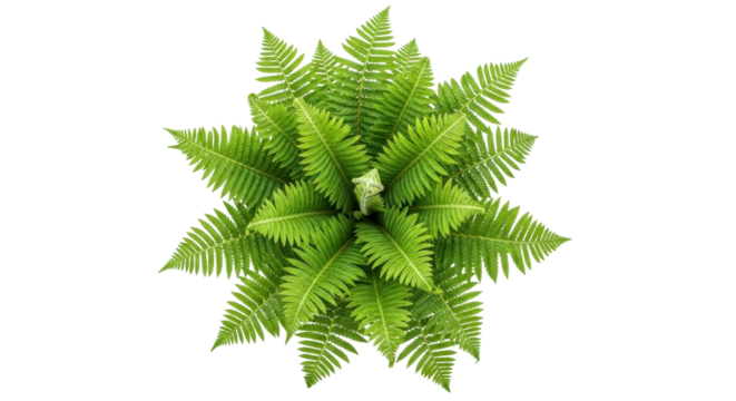 Isolated fern plant with lush green leaves, fresh organic look, studio shot nature subject
