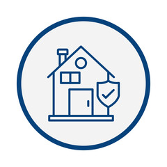 Home protection icon with shield and checkmark isolated on transparent background