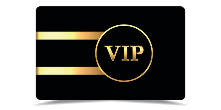 VIP gold card. Luxury texture template design. Golden Vip ticket on black background for invitation, club, award, casino, certificate. Exclusive premium card. Vector illustration.