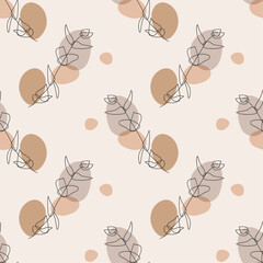 Trendy minimalist seamless botanical pattern with abstract creative hand drawn composition