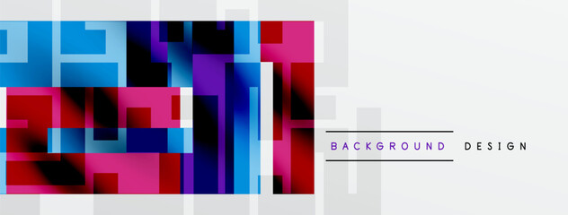 Fototapeta premium Abstract geometric pattern. Vivid colors blend, creating modern background. Squares, rectangles form dynamic composition. Clean design elements present.