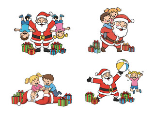 Santa and Kids Christmas Activity Set – Cute Holiday Cartoon Collection