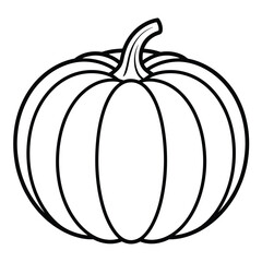 Simple outline drawing of a pumpkin with stem