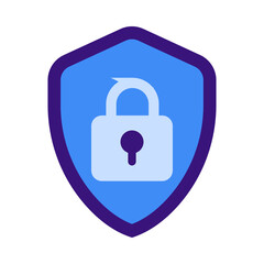 Blue shield with padlock icon isolated on transparent background