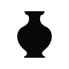 Simple black silhouette of a classic vase on white background