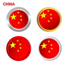 The national flag of China with official colors. Vector illustration.