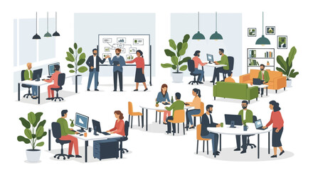 Modern Office Environment Collaboration, Technology, and Teamwork in a Contemporary Workspace