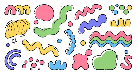 Abstract Doodle Shapes Collection Playful Vector Elements for Creative Designs