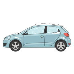 Fototapeta premium Realistic Winter Hatchback Car Flat Vector Illustration