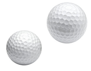 Isolated white golf ball object for sports game activity equipment, isolated on white background