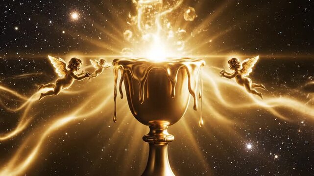 Golden chalice glowing divine light symbolic imagery illustration