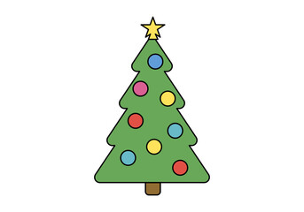 Decorated Christmas tree vector illustration.
