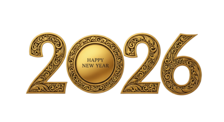 Gilded 2026 typography with ornate gold texture – festive New Year design

