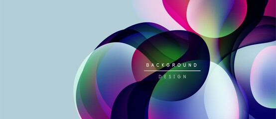 Abstract colorful shapes overlap, creating dynamic background. Gradient hues blend, offering modern visual experience.