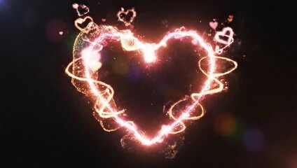 Glowing particle trail forming a heart shape, abstract animation.