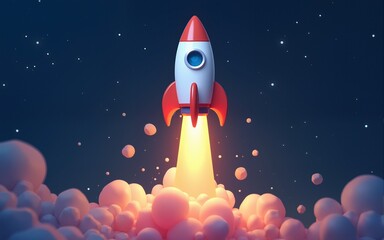 Startup launch and business growth concept, rocket symbolism, entrepreneurship, startup innovation, and early-stage success strategies for new business development and expansion. Muxer. High quality