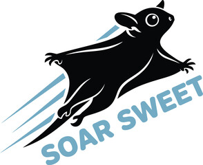 Flying squirrel Soar Sweet energetic motion cartoon tshirt sticker design on white background