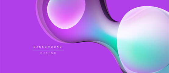 Abstract purple background features overlapping spheres, gradients. Modern design elements create dynamic visual texture.