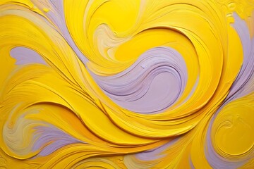 Abstract Yellow and Purple Acrylic Paint Swirls Texture