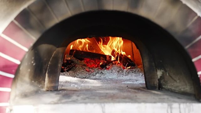 Wood-fired oven baking delicious bread for fresh flavor