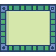 Rectangular Decorative Border Frame With Light Green Center And Blue Outer Border With Green Accents And Small Circles In Corners Vector Graphic Element