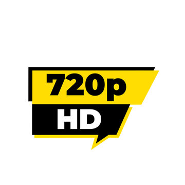 720p HD png, basic clarity badge, standard resolution label, clean media tag, yellow colour mark, sharp detail icon