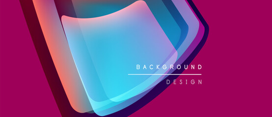 Abstract vibrant layers create dynamic visual effect. Pink backdrop emphasizes flowing shapes, modern design elements.