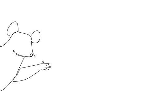 Single line drawing of an animal, a mouse waving leg, a nature concept related to an international event Say Hi Day celebration.