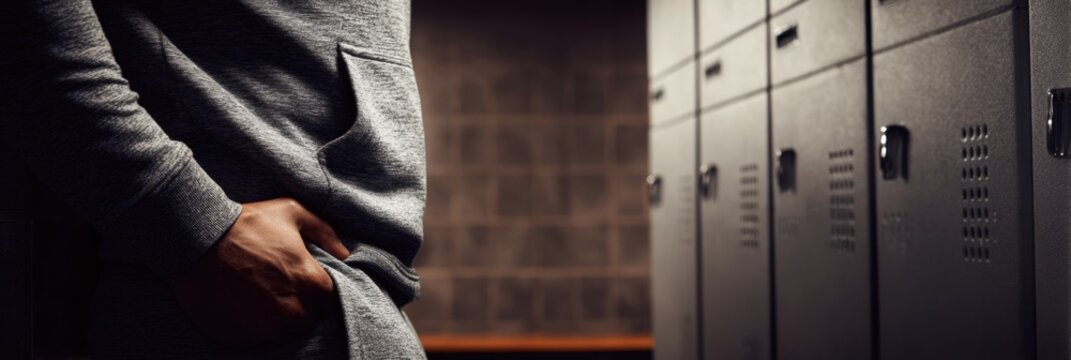 Belly Fat Test Pinch in Gym Locker Room Highlights Workout Lifestyle Realism and Fitness Challenges