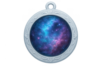 Fantasy amulet with galaxy inside on transparent background