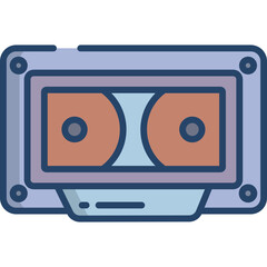 Retro Cassette Tape Icon with Blue and Brown Tones on Transparent Background Vector Art