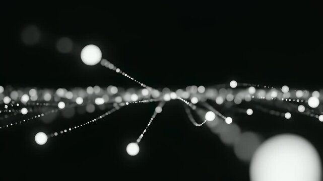 Floating lights on a string, evoking serene calmness and peaceful ambiance, perfect for use as a background or overlay in 4K UHD videos, commercials, cooking shows, or restaurant advertisements.