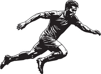 Dynamic silhouette of a soccer player in motion